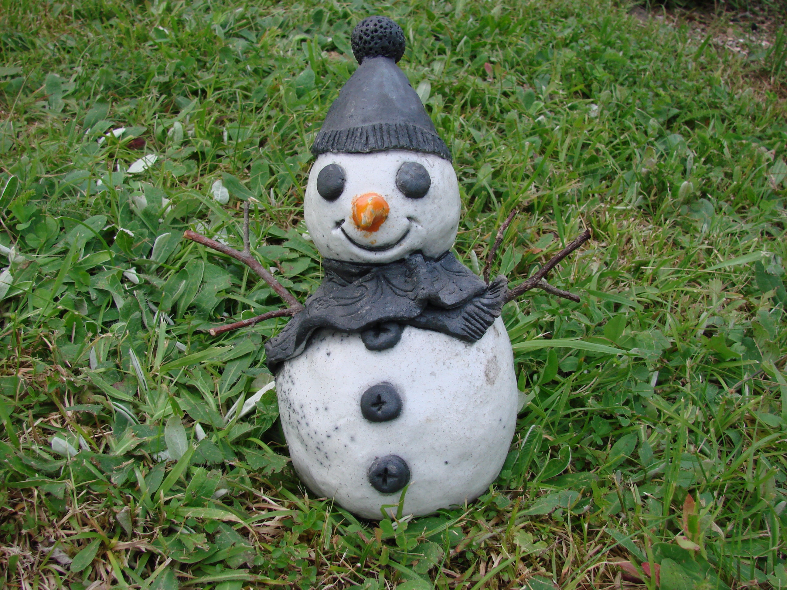 Bonhomme de Neige Raku Blanc -Décoration Originale