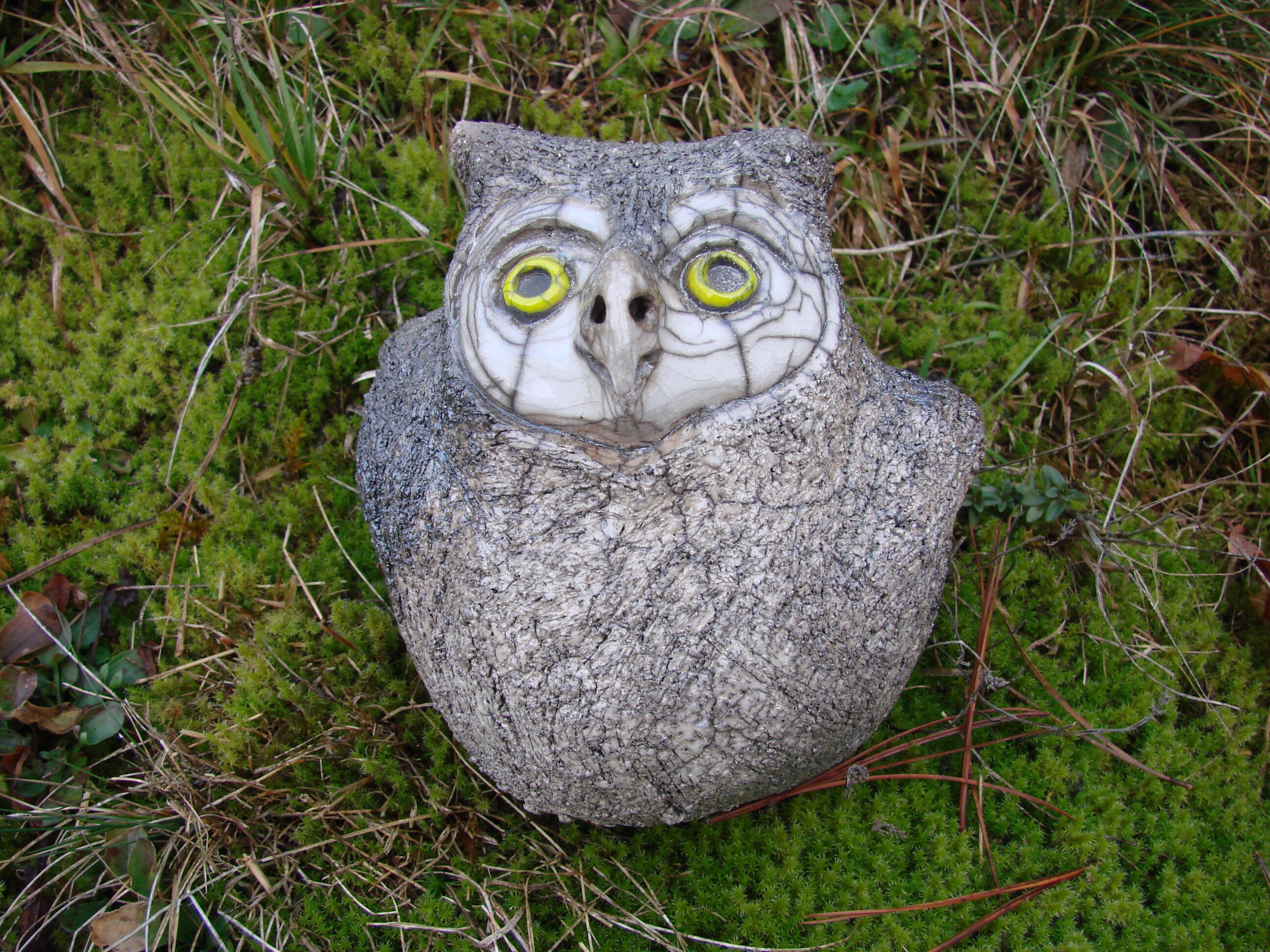 Chouette Tirelire Raku Argenté - Utilitaire et Décoration Originale