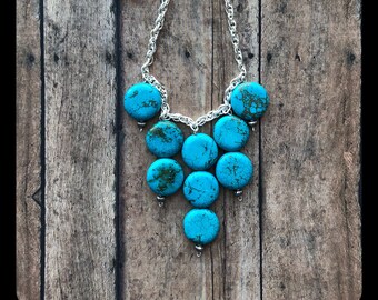 Tuquoise Moon Cascading Necklace