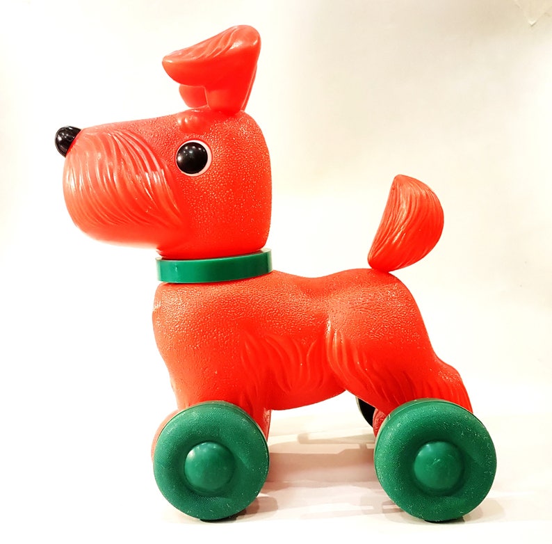 Vintage USSR Toy DOG on wheels Polyethylene 11.5 inches 1980s Etsy