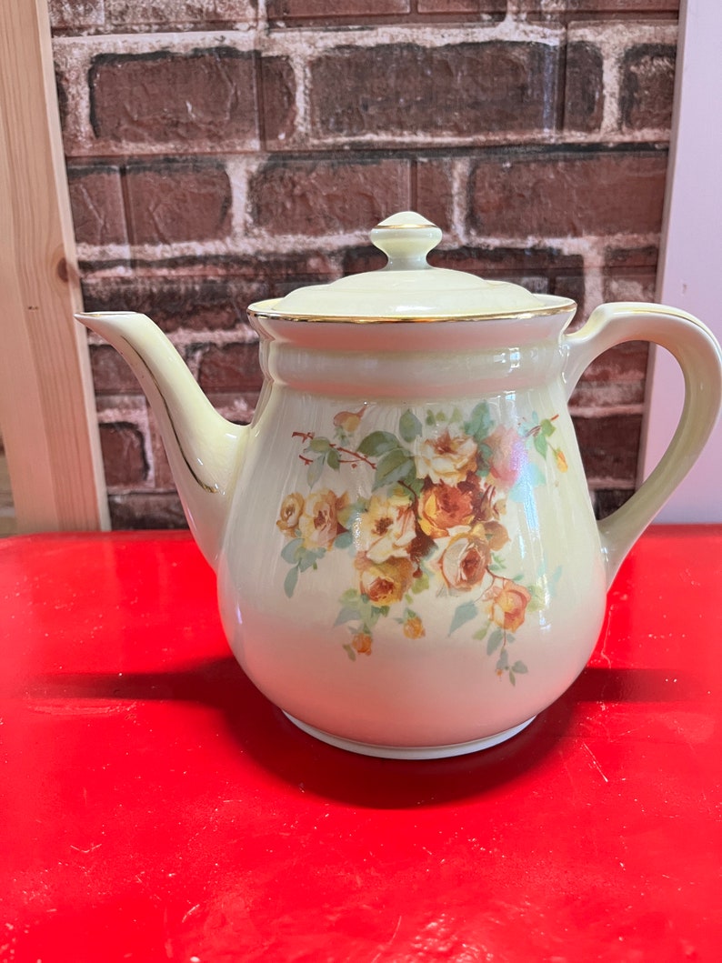 MCM / Vintage Hall's Superior Quality Kitchenware Coffee or Teapot rose Pattern Etsy