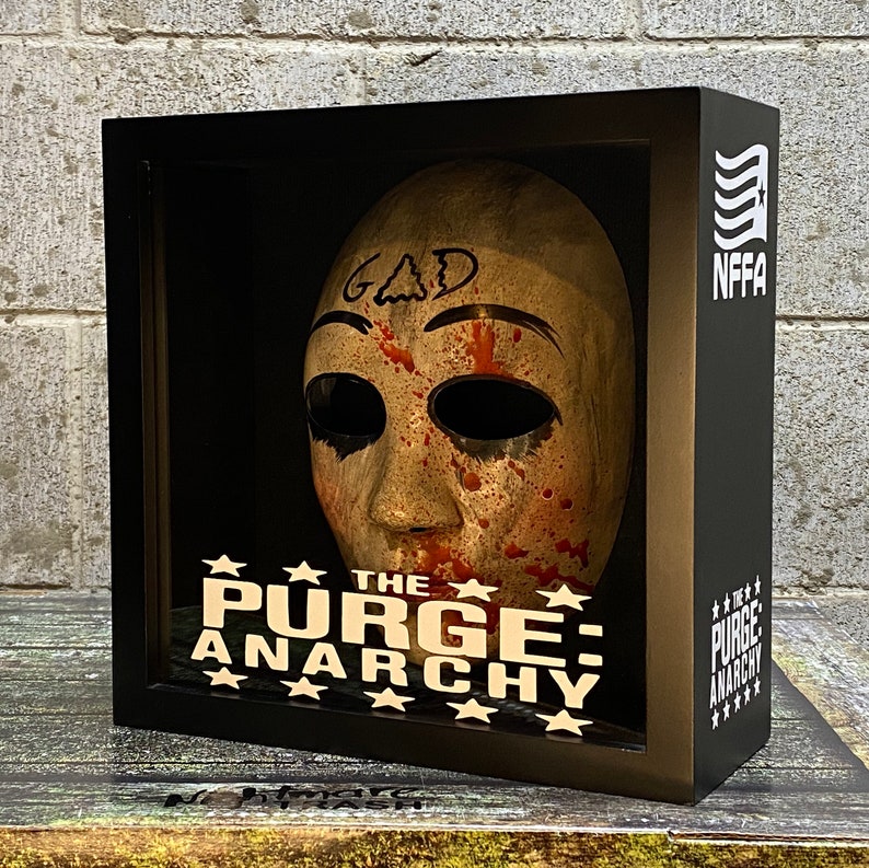 The Purge Anarchy Movie God Mask Prop  Display Shadow Box Frame Stand Horror Halloween Collectible Art Memorabilia 