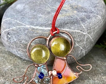 Colgante de ángel navideño de vidrieras, regalo de ángel de Navidad para hermana, ángel de vidrieras, idea de regalo de angelito para mamá, regalo de ángel para la mejor amiga