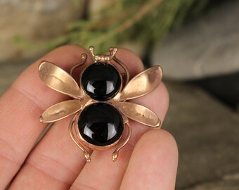 Broche de regalo de San Valentín Pin Joyería de niñas lindas Regalo para adolescente Joyería de insectos naranjas Escarabajo negro Insecto naranja Entomología regalarla