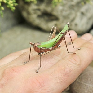 Nature lover gift Glass Grasshopper Insect gift jewelry Cricket Brooch Pin Grasshopper brooch Green brooch pin metal Insect brooch cute