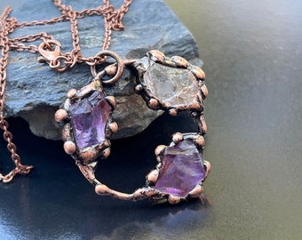 Colgante de amatista natural púrpura Boho Raw Amethyst Crystal Colgante Collar colgante de piedra púrpura regalo de Navidad para su piedra de nacimiento de febrero
