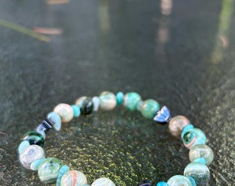 Pulsera de jade fénix Pulsera de gematita amazonita Pulsera de cuentas de piedra natural turquesa
