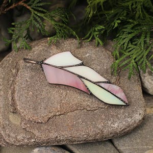 Stained glass brooch Feather brooch Holiday gift for women Contemporary jewelry Stained glass holiday Girlfriend brooch Small gift for her