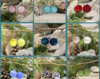 Circle stained glass earrings