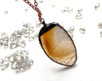 Colgante de rebanada de ágata Colgante boho ovalado Colgante de piedra biege natural Colgante de joyería de piedras preciosas Joyería marrón Boho Regalo de Navidad para ella