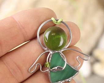 Vidriera navidad Ángel colgante Regalo ángel de Navidad Joyería ángel Vidriera ángel Pequeño ángel Idea de regalo para mamá Pequeño regalo de ángel pequeño