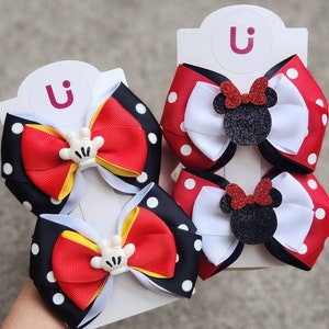 Mickey & Minnie inspired hair bow (L size - 11cm)