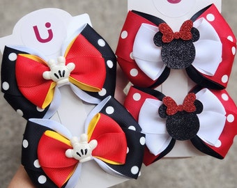 Mickey & Minnie inspired hair bow (L size - 11cm)