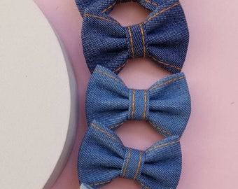 Denim Bows (Size Small 1.96in/5cm)