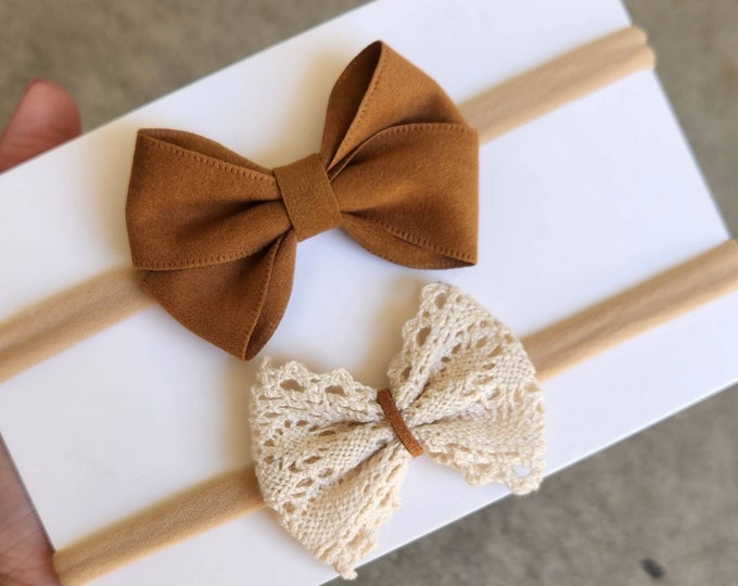 Boho style baby bow gift set