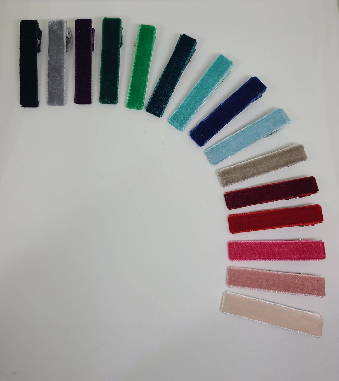 Set of 4 or 8 Velvet Hair Clips / Velvet Bar Etsy