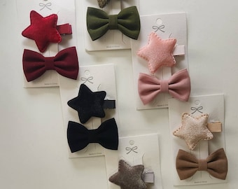 Plush velvet star + suede bow set