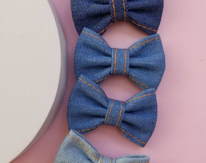Denim Bow (S size - 5cm) / pigtails jeans bow