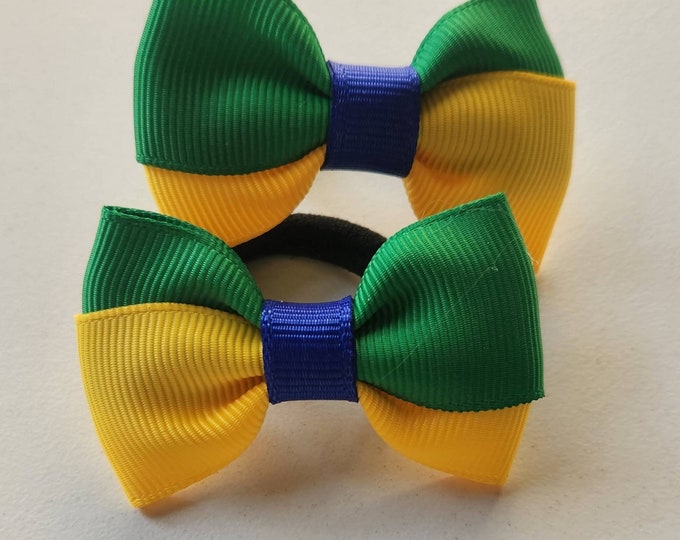 Team Brazil: Bi color Pigtails Tuxedo Bow (S size - 6cm)