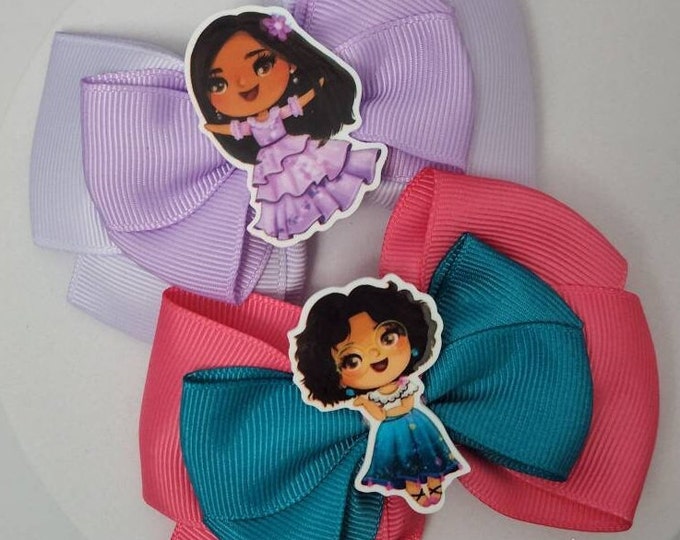 Encanto inspired hair bow - Mirabel or Isabela (Size L - 4in / 10cm)