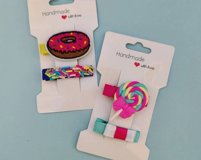Lollipop or Donut hair clips set (pair)