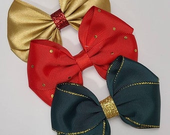 Christmas bows / Holiday Bows 3 styles (L size - 10cm)