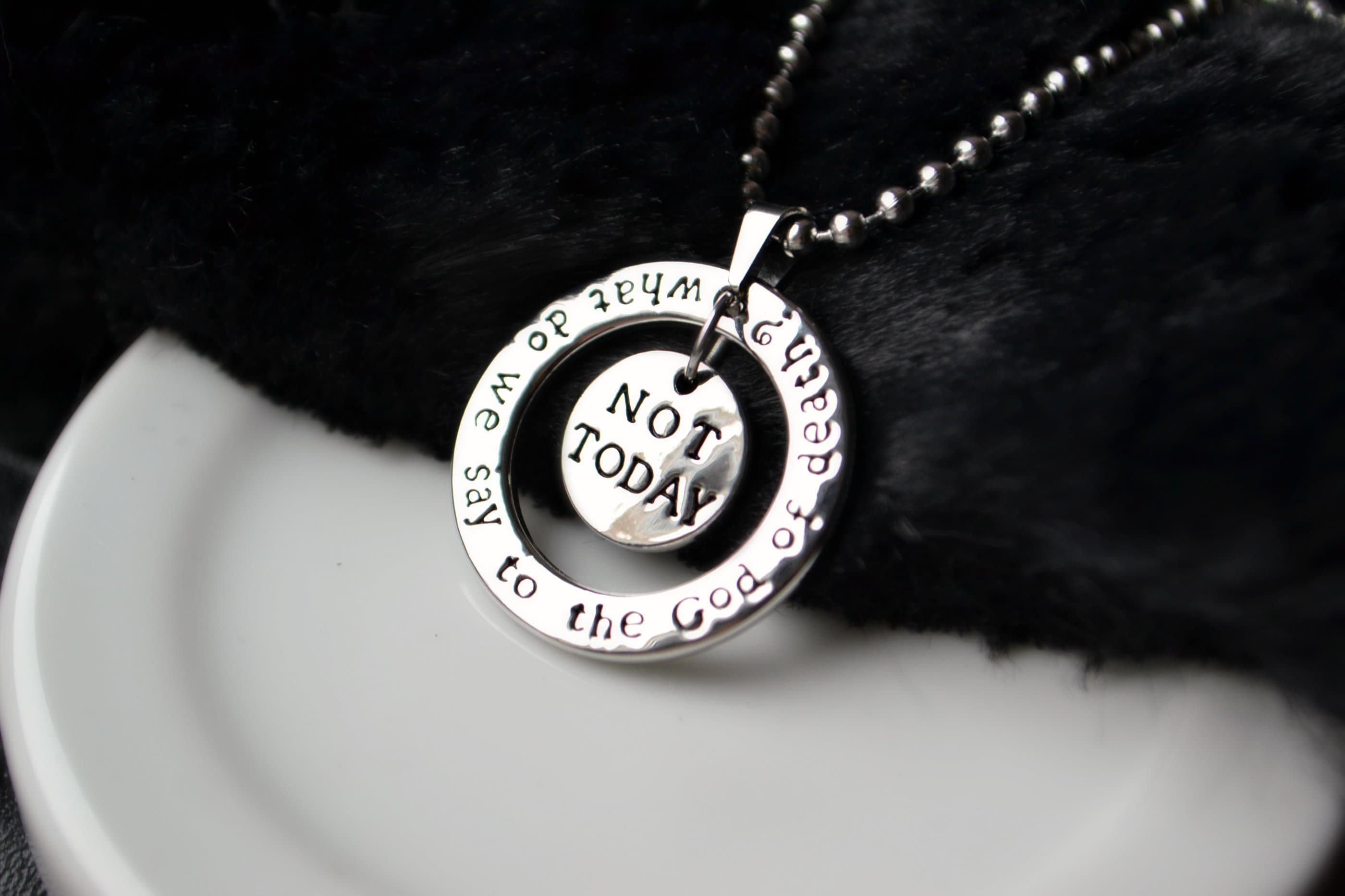 Not today necklace Arya Stark inspirational quote Game of Thrones jew…