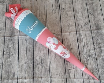 Schultüte / Zuckertüte aus Stoff - 85cm - Rosa - Einhörner - Name - Unikat - Individualisierbar