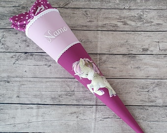 Schultüte / Zuckertüte aus Stoff - 85cm - Rosa - Einhorn - Name - Unikat - Individualisierbar