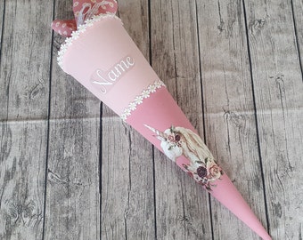 Schultüte / Zuckertüte aus Stoff - 70cm - Rosa - Einhorn - Name - Unikat - Individualisierbar -