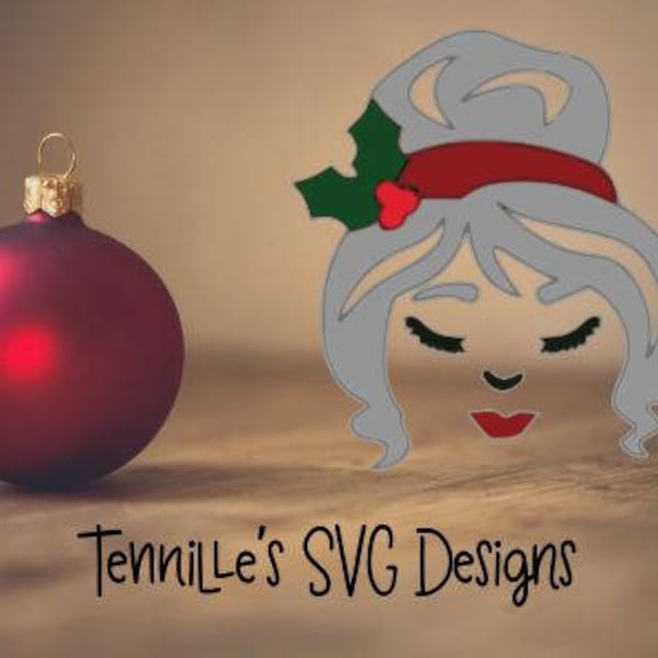 Mrs Claus SVG, Mrs Claus Face, SVG file, Cricut, Christmas SVG, claus, Christmas cutting file, cut file