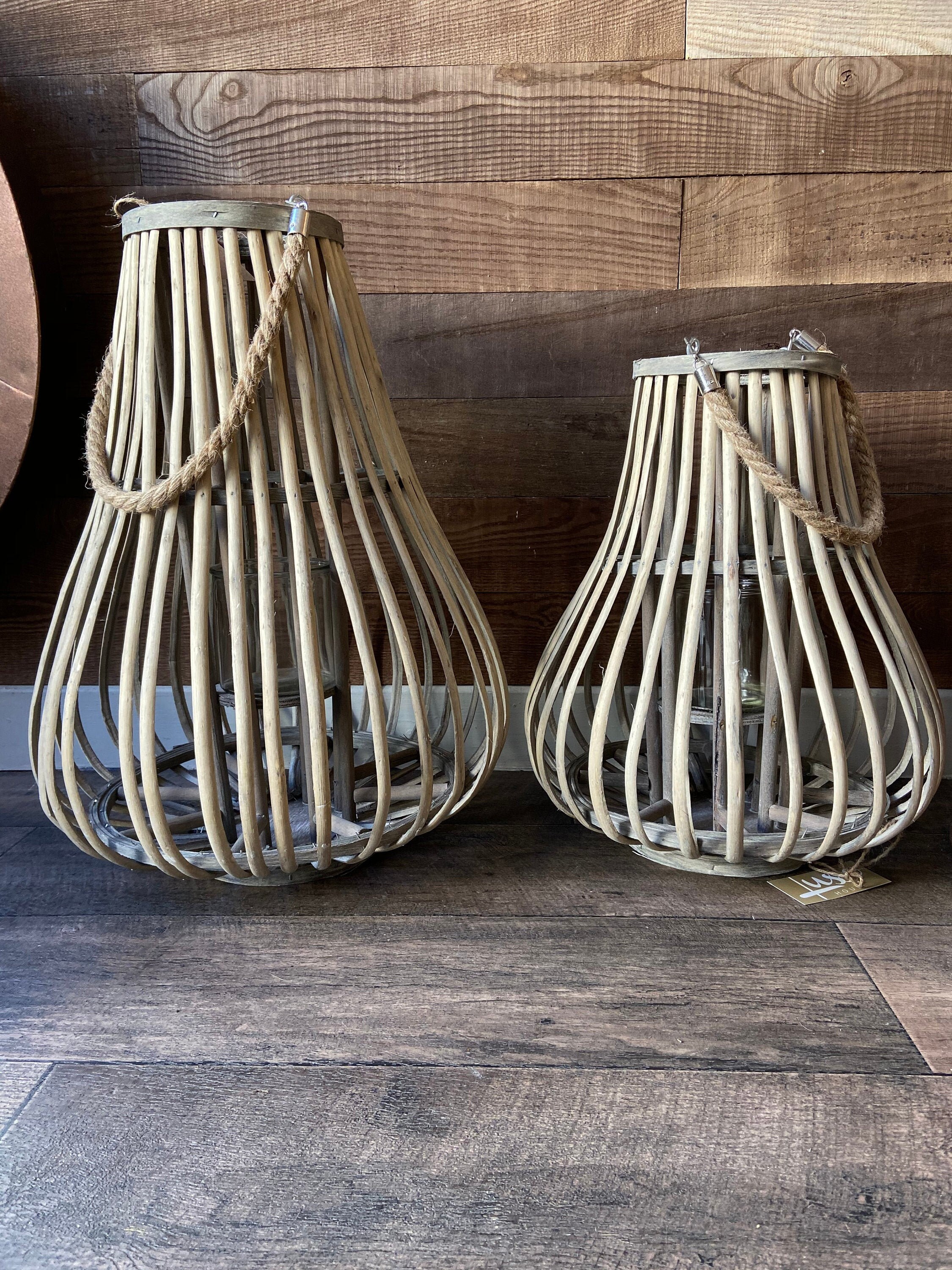 Grey Wicker Lanterns Lantern Wicker lantern Home Decor Etsy