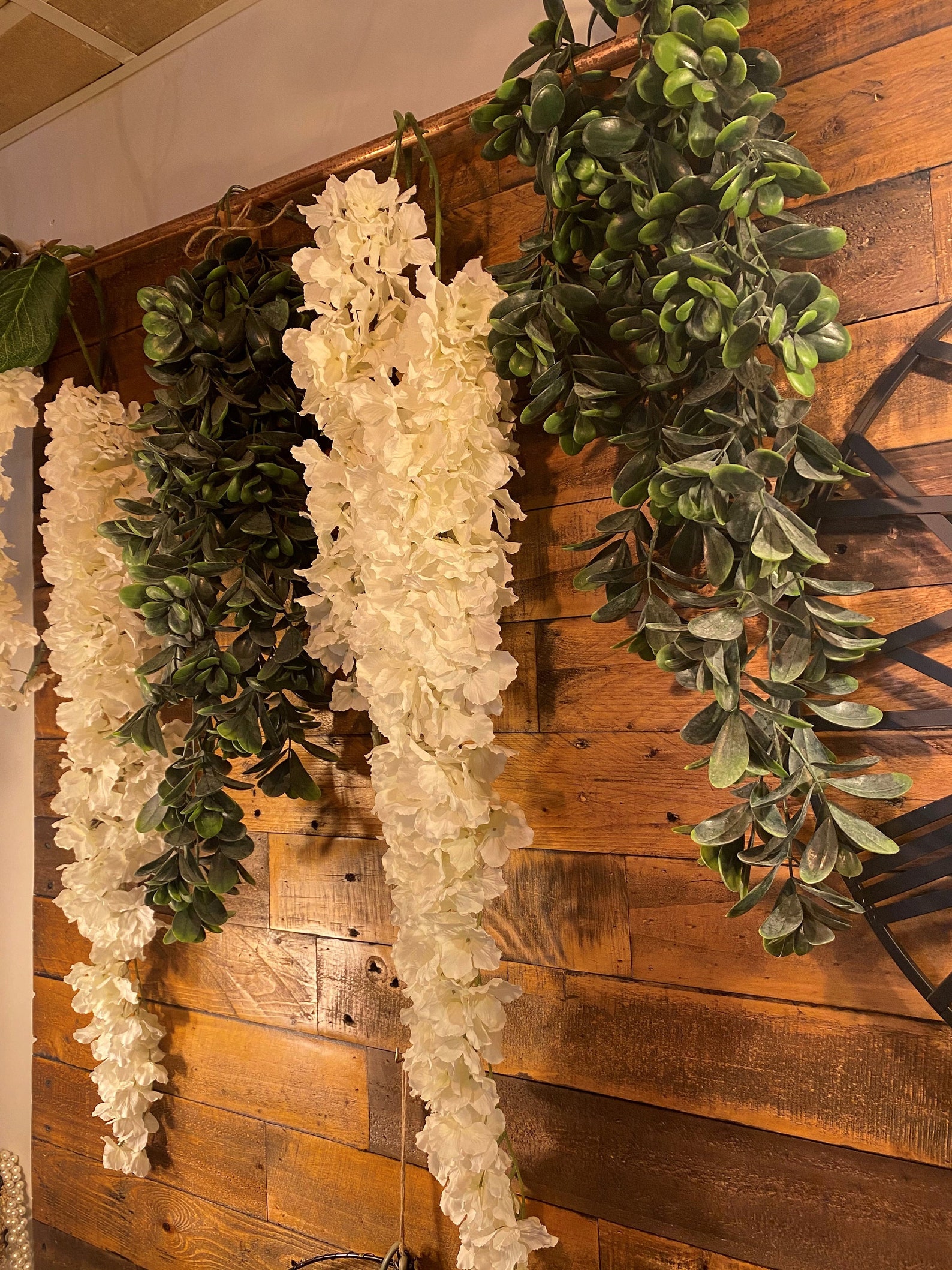 Artificial White Flower Hanging Foliage White Foliage Etsy