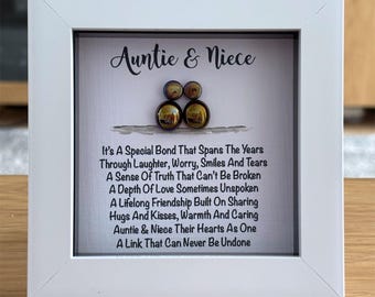 Auntie And Niece Verse Glass Pebble Art Frame