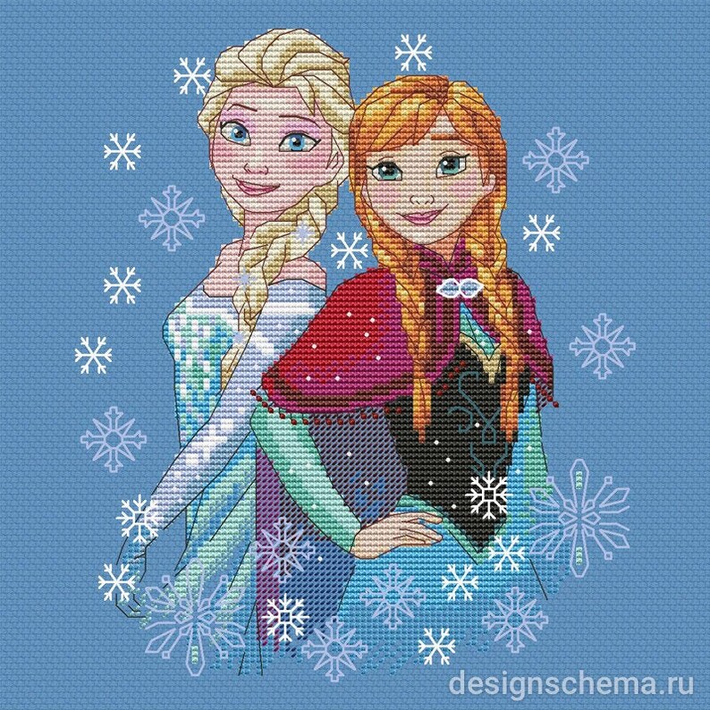 Elsa and Anna Sisters Cross stitch pattern Frozen Walt Disney Etsy