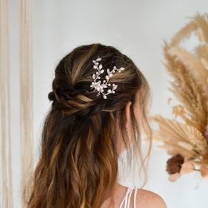 Bridal hairpin with pearl & rhinestone . freshwater pearl diamante wedding headpiece. accessory for brides. wedding hair pin | cherry