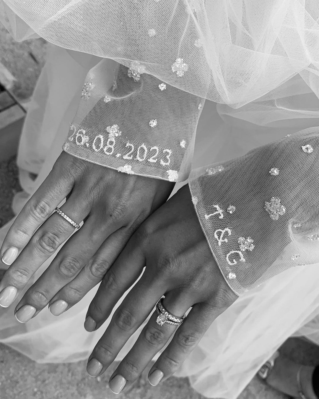 Wedding Embroidery On Tulle Mini Personalised 1cm Stitched Monogram And