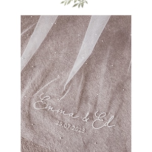 DIY Veil Embroidery. Personalised stitched wording supplied on tulle for stitching onto an existing veil. Sew onto your own veil at home image 8