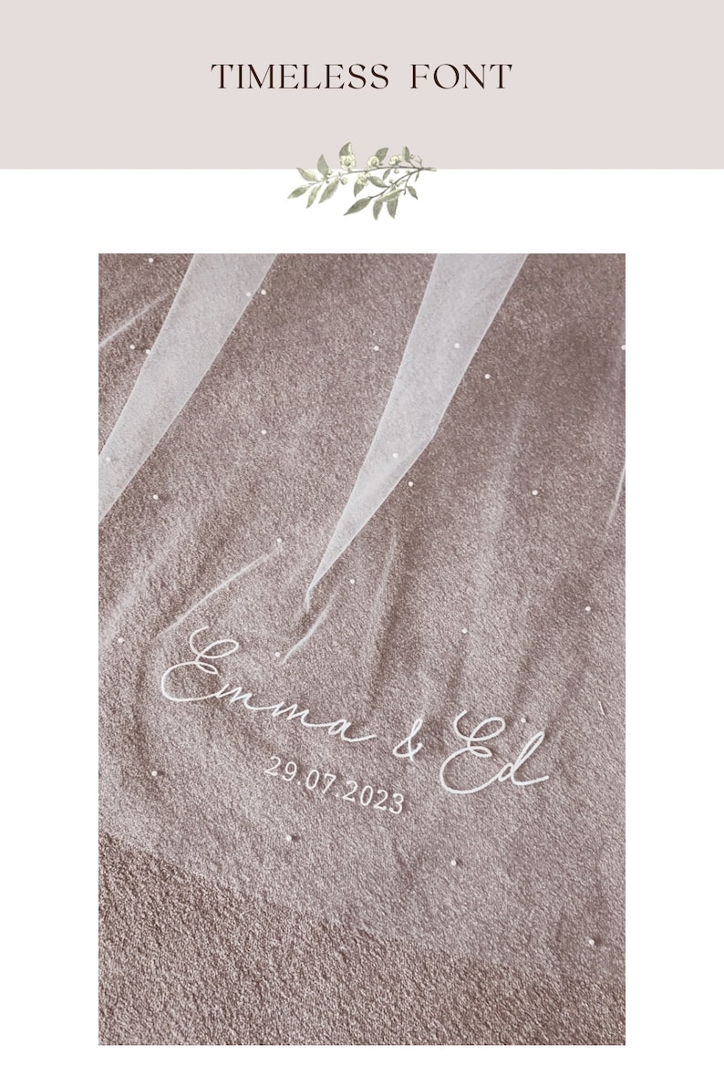 DIY Veil Embroidery. Personalised stitched wording supplied on tulle for stitching onto an existing veil. Sew onto your own veil at home image 8