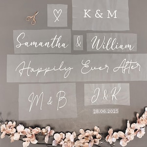 DIY Veil Embroidery. Personalised stitched wording supplied on tulle for stitching onto an existing veil. Sew onto your own veil at home!