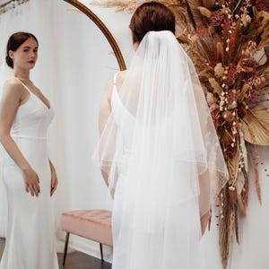 Two-Tier Fingertip Wedding Veil | Classic Bridal Veil with a Simple Sewn Edge | Elegant and Versatile | Hailey