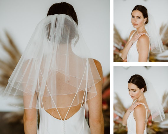 Bridal Veil , Short Bridal Veil, Fly-away Veil, Shoulder Veil
