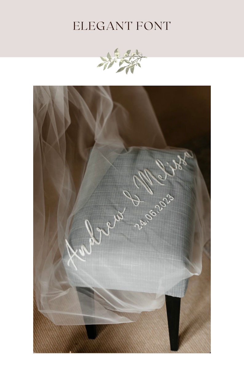 DIY Veil Embroidery. Personalised stitched wording supplied on tulle for stitching onto an existing veil. Sew onto your own veil at home image 4