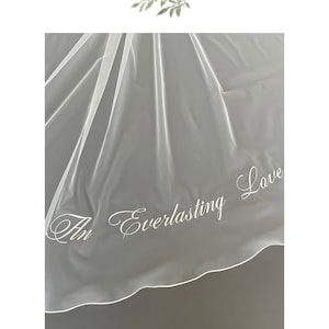 DIY Veil Embroidery. Personalised stitched wording supplied on tulle for stitching onto an existing veil. Sew onto your own veil at home image 7