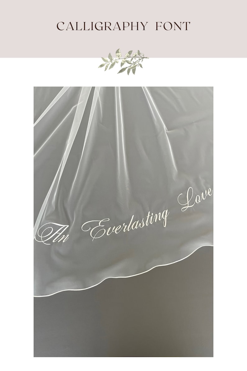DIY Veil Embroidery. Personalised stitched wording supplied on tulle for stitching onto an existing veil. Sew onto your own veil at home image 7