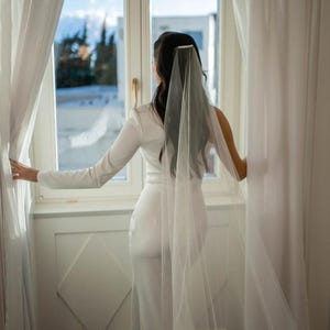 Barely There Wedding Veil | Sheer Tulle Single Layer | No Gathering | Available in Multiple Lengths
