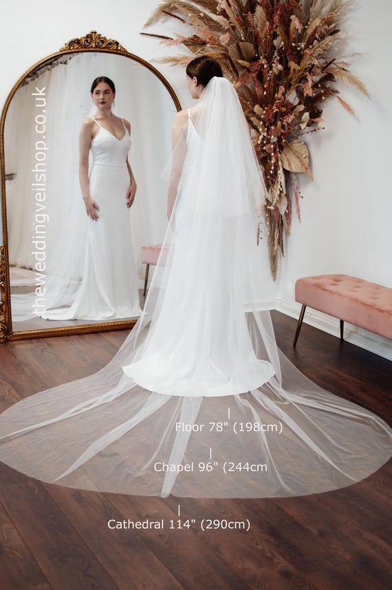78” (floor length) bridal veil a long cathedral bridal veil a length 200cm 78 74 inches  main image 3