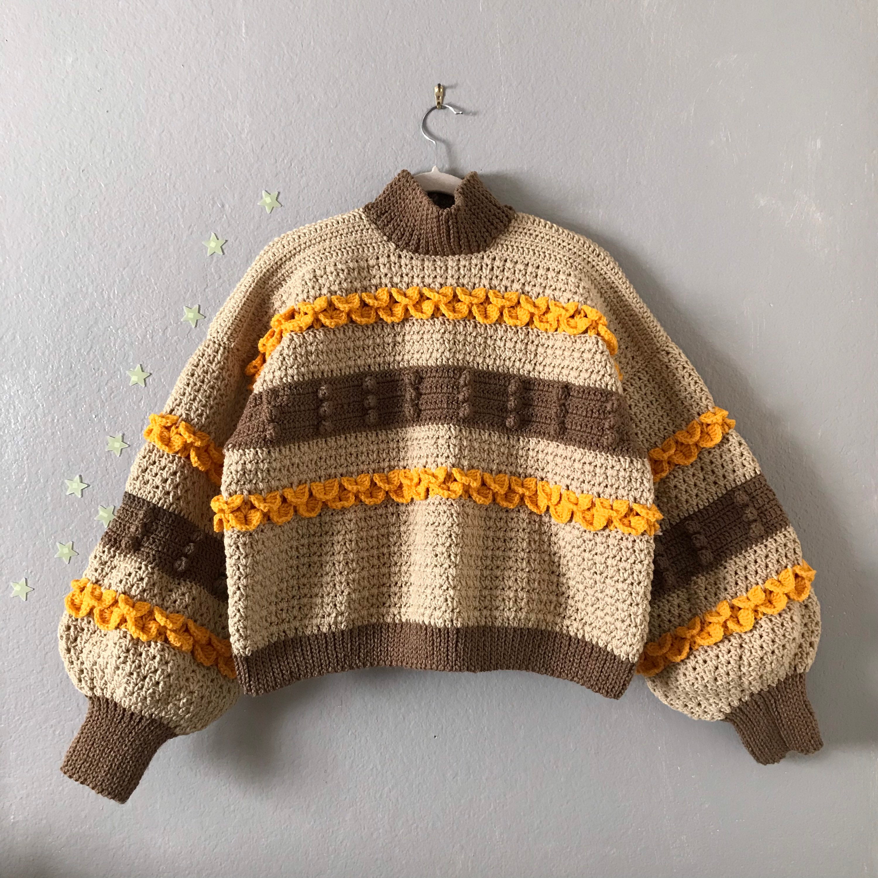 Chamomile Tea Oversized Puff Sleeve Crochet Sweater (PATTERN) - Etsy