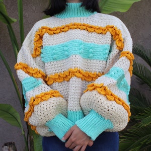 Chamomile Tea Oversized Puff Sleeve Crochet Sweater PATTERN image 3