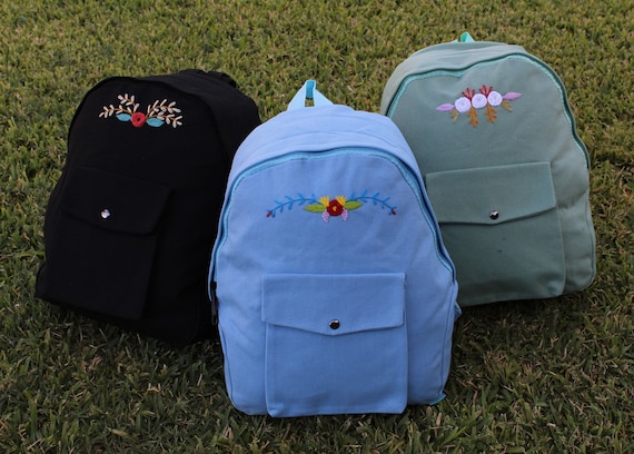 Upcycled Embroidered Canvas Backpacks - Etsy display picture 1